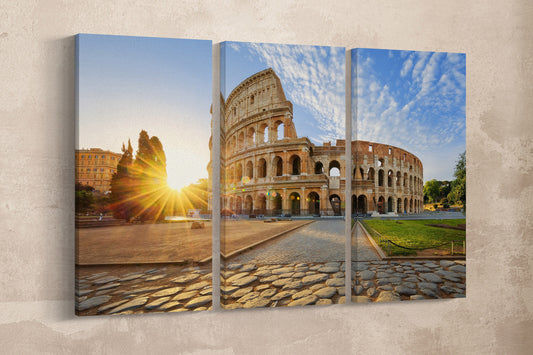 Rome Colosseum Canvas Eco Leather Print, Made in Italy!