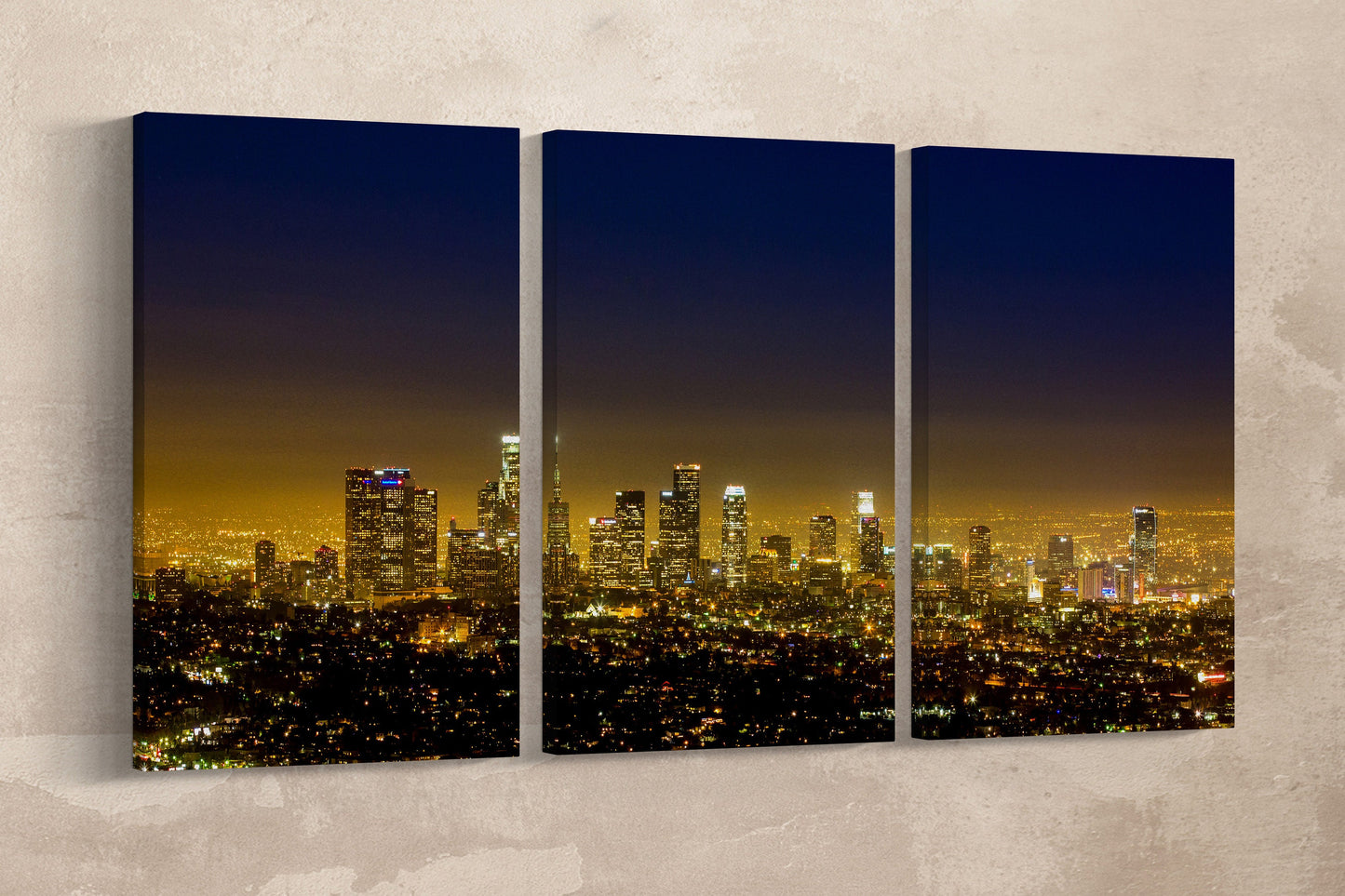 Los Angeles skyline at night wall art