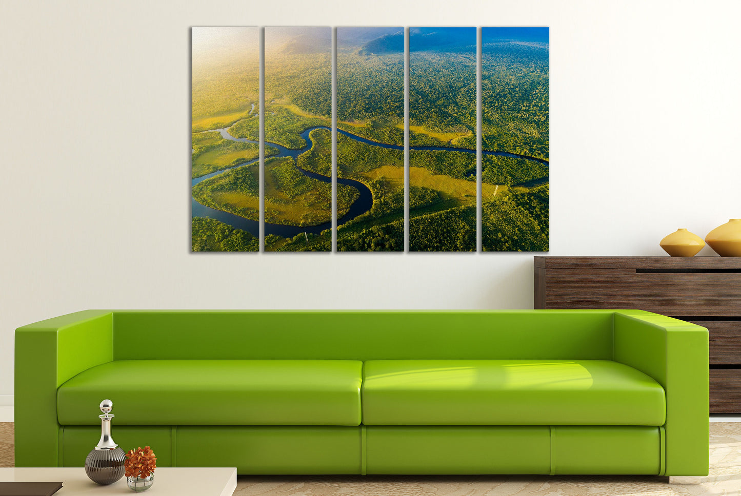 Manaus Amazon Rainforest Aerial View PETA Approved Eco Leather Canvas Multi Panel Art Frame