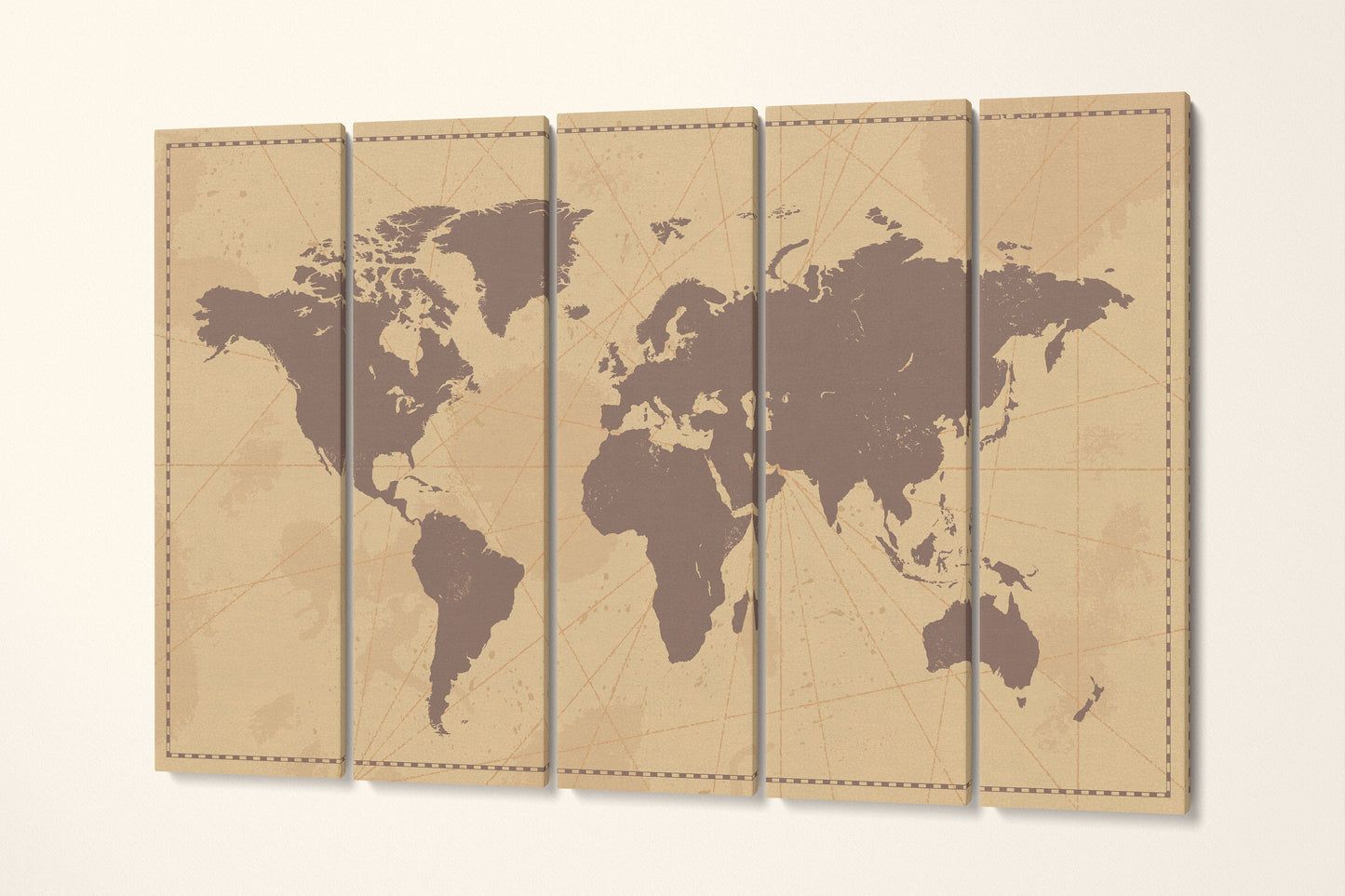 Vintage World Map Framed Canvas Leather Print