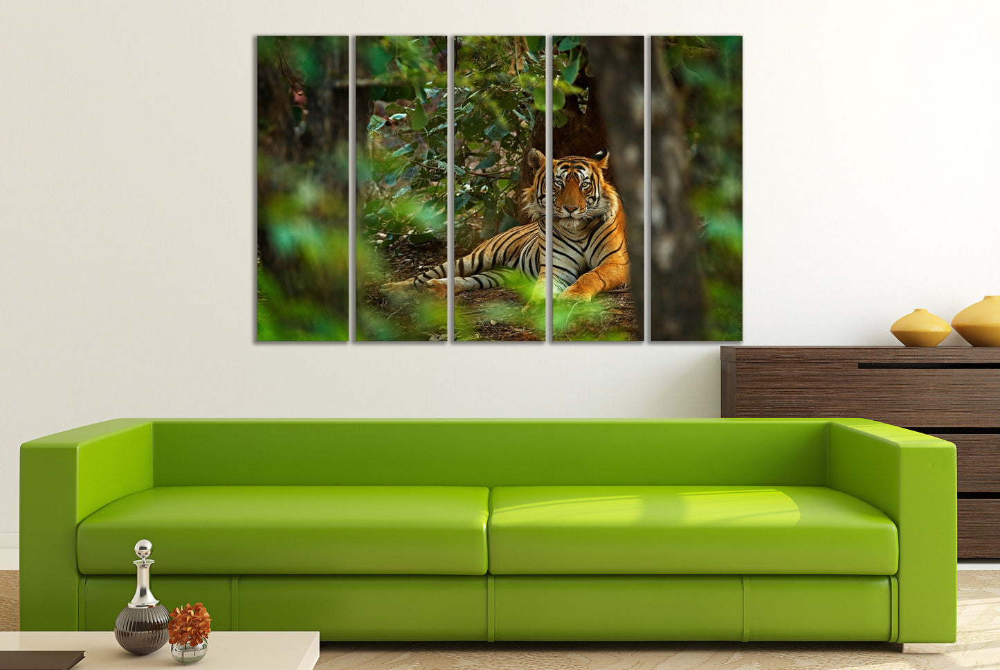 Regal Indian Tiger PETA Approved Faux Leather Canvas Wall Art