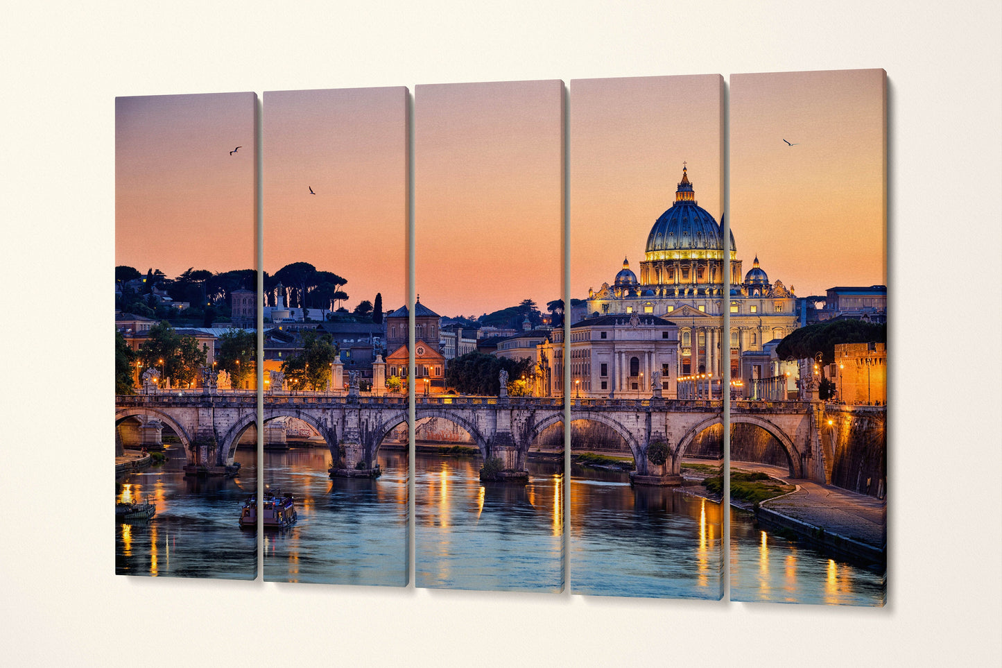 Rome, Saint Peter Basil Sunset Canvas Leather Print