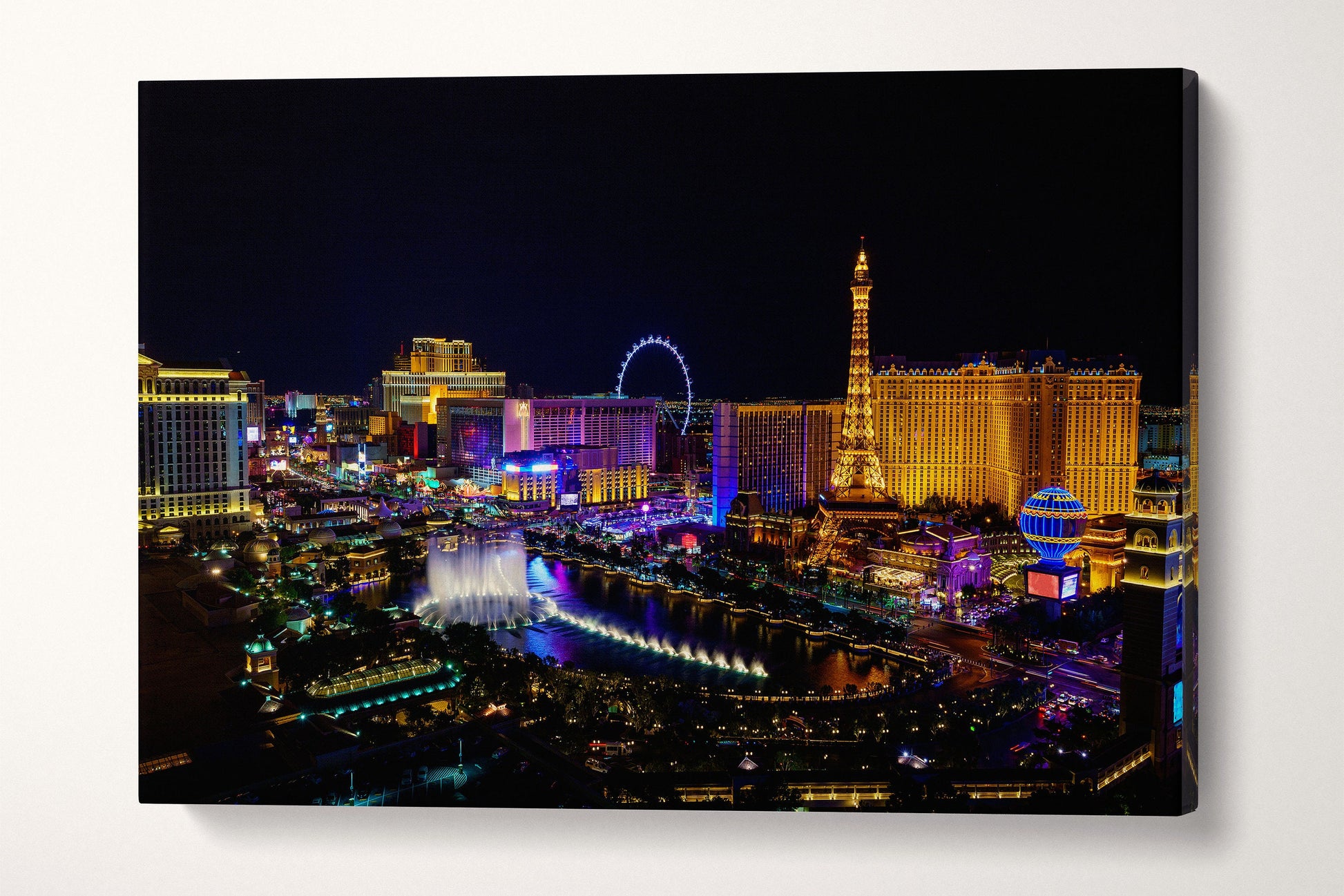Las Vegas strip aerial framed canvas leather print