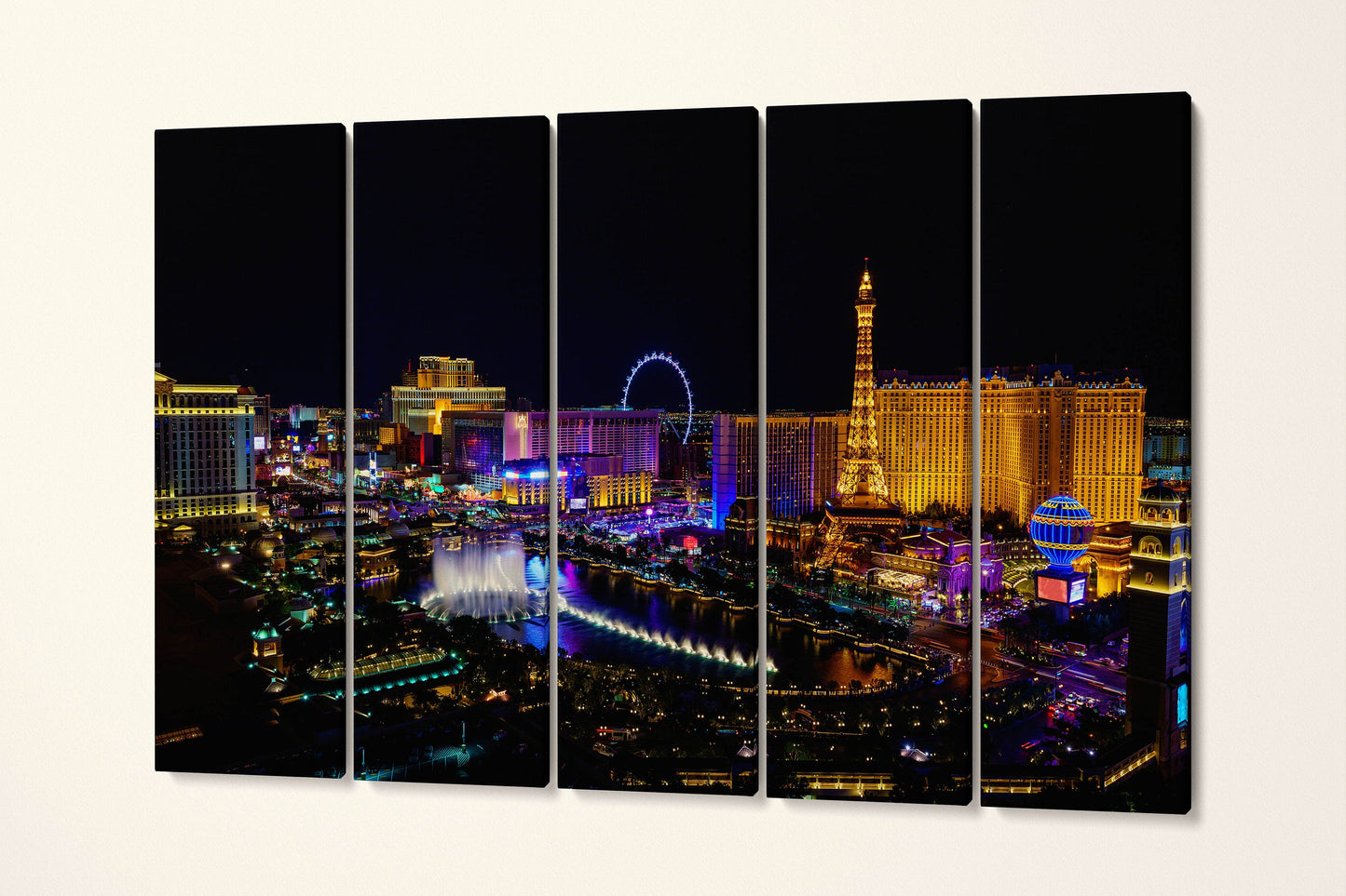 Las Vegas strip aerial framed canvas leather print