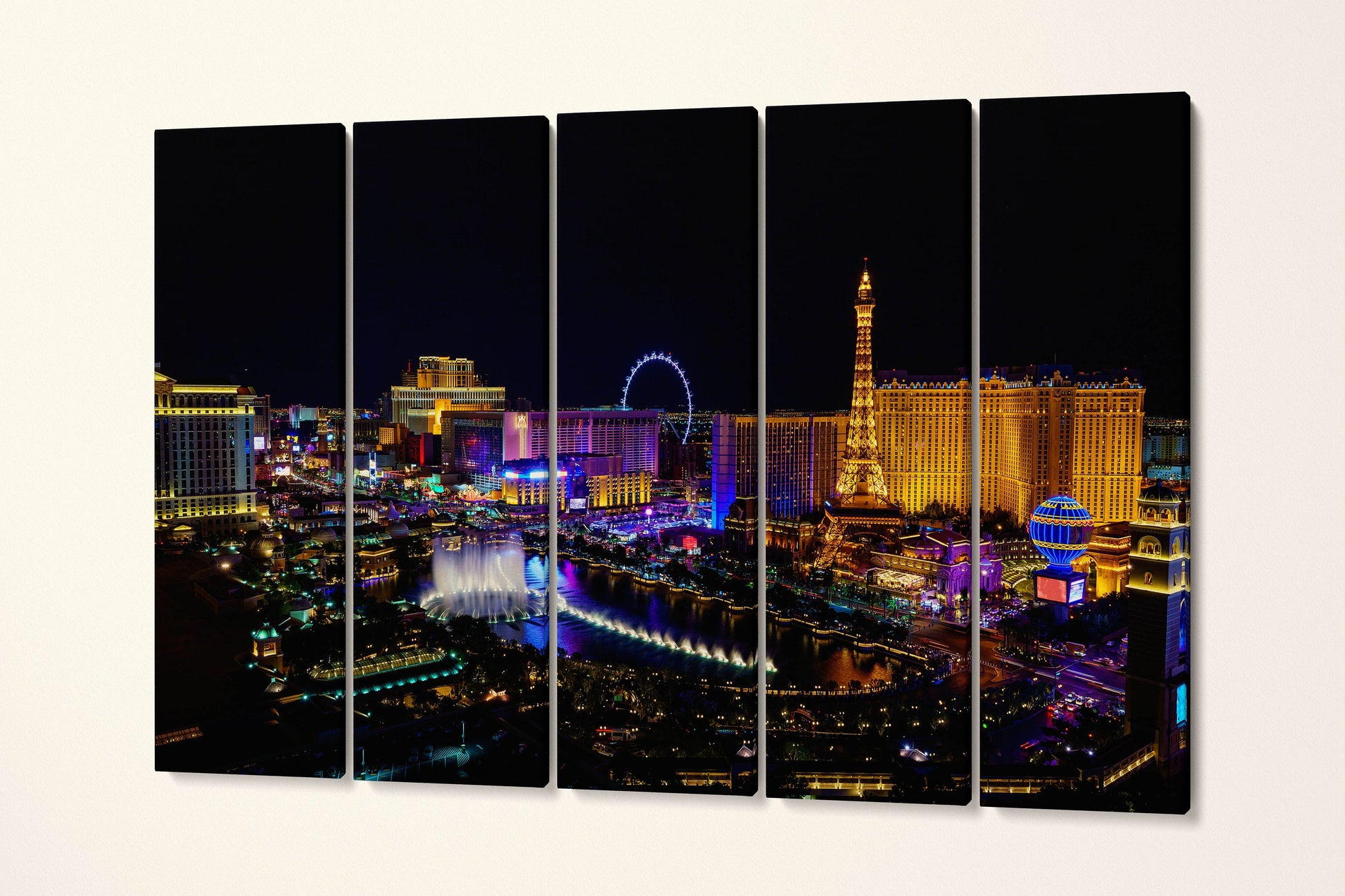 Las Vegas strip aerial framed canvas leather print