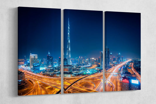 Dubai Night Framed Canvas Leather Print