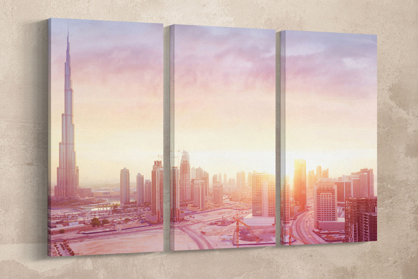 Dubai Sunrise Framed Canvas Leather Print