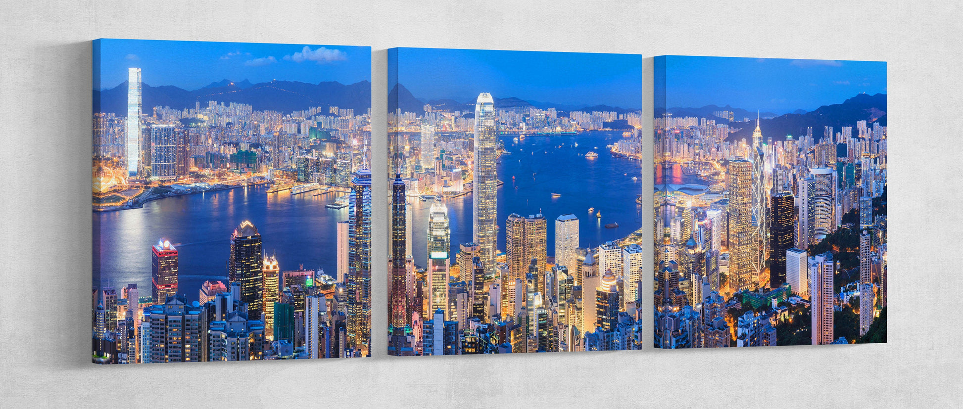 Hong Kong skyline from Victoria Peak canvas leather print