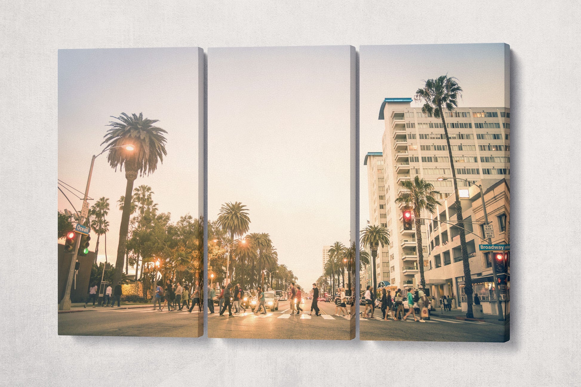 Santa Monica Ocean Ave Framed Canvas Leather Print