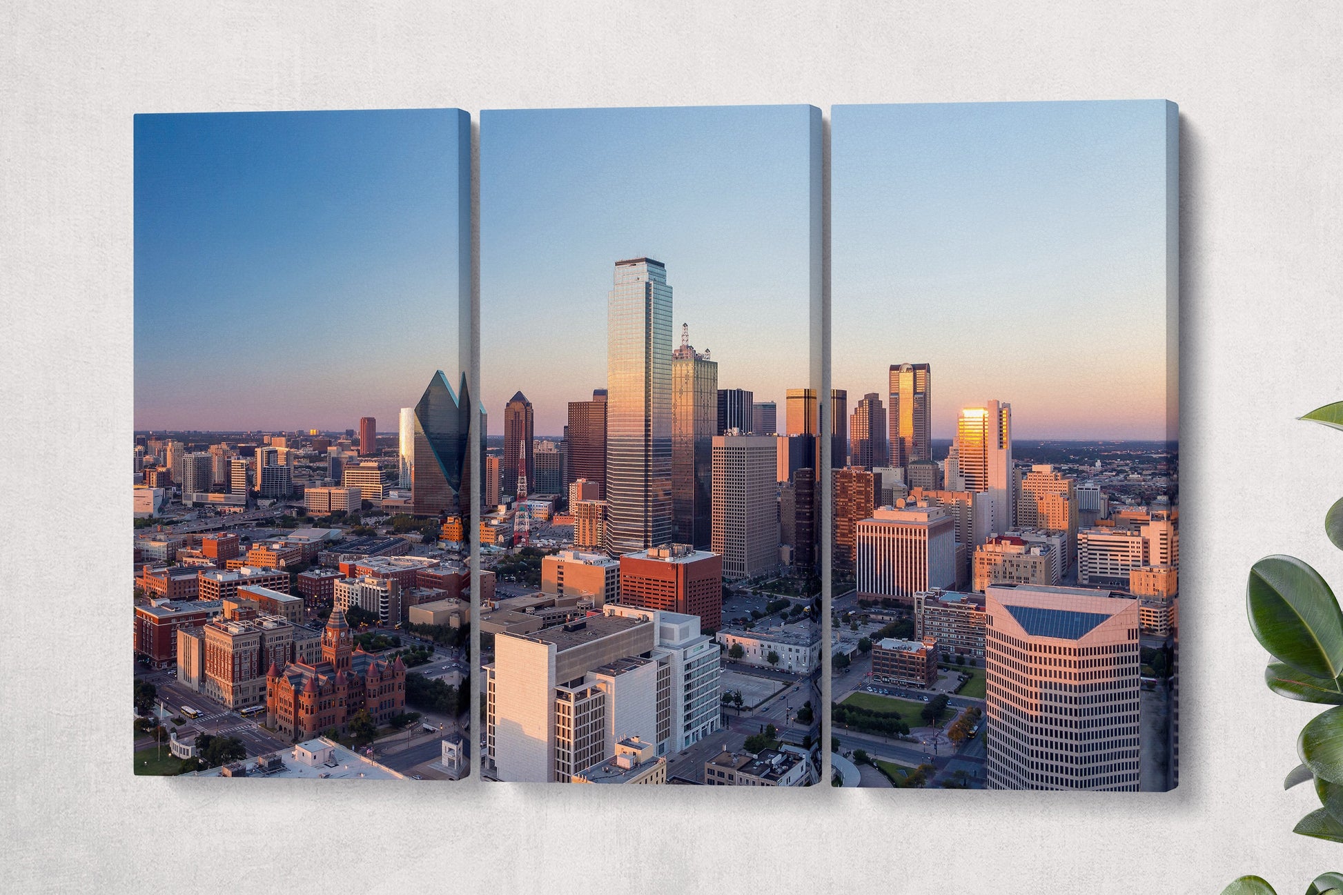 Dallas Texas at sunset canvas wall art print