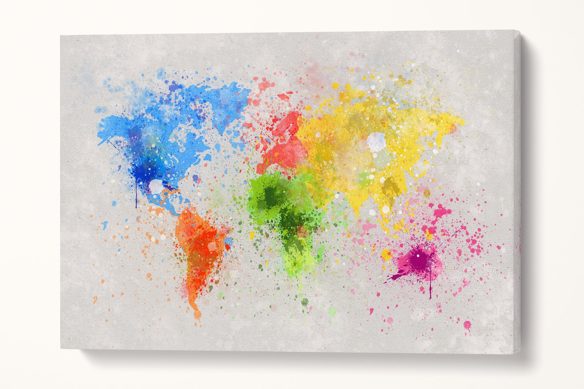 World Map Color Paint Leather Print Single Panel