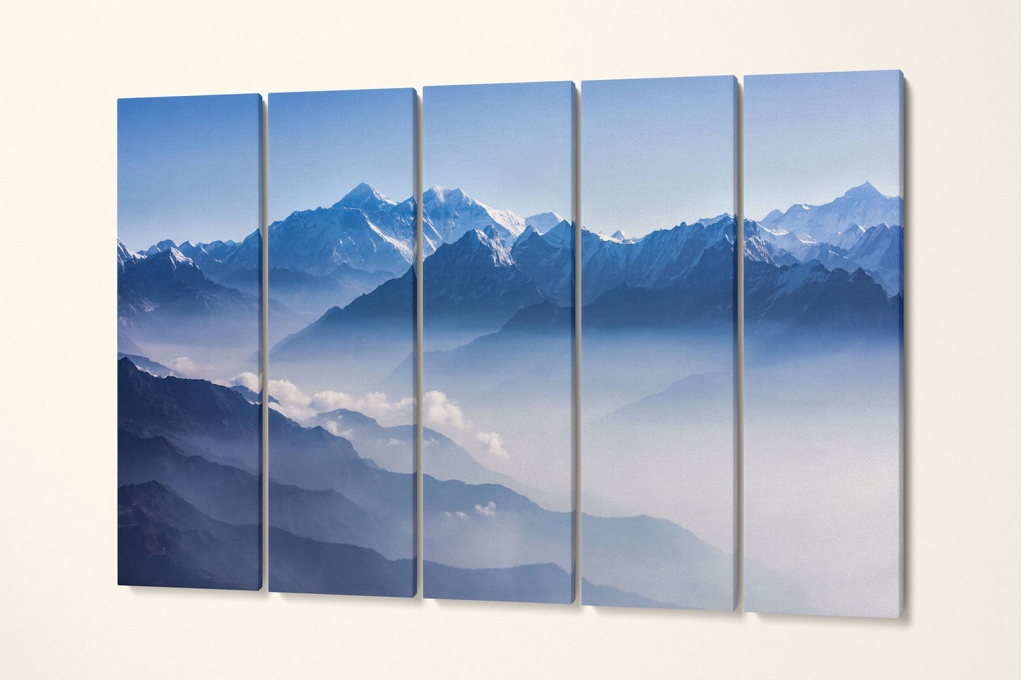 Mount Everest and Himalayan range framed canvas eco leather print, Made in Italy!