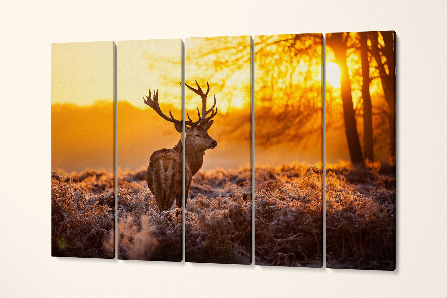 Wild Deer Framed Canvas Leather Print