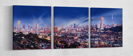 Johannesburg Skyline Framed Canvas Leather Print