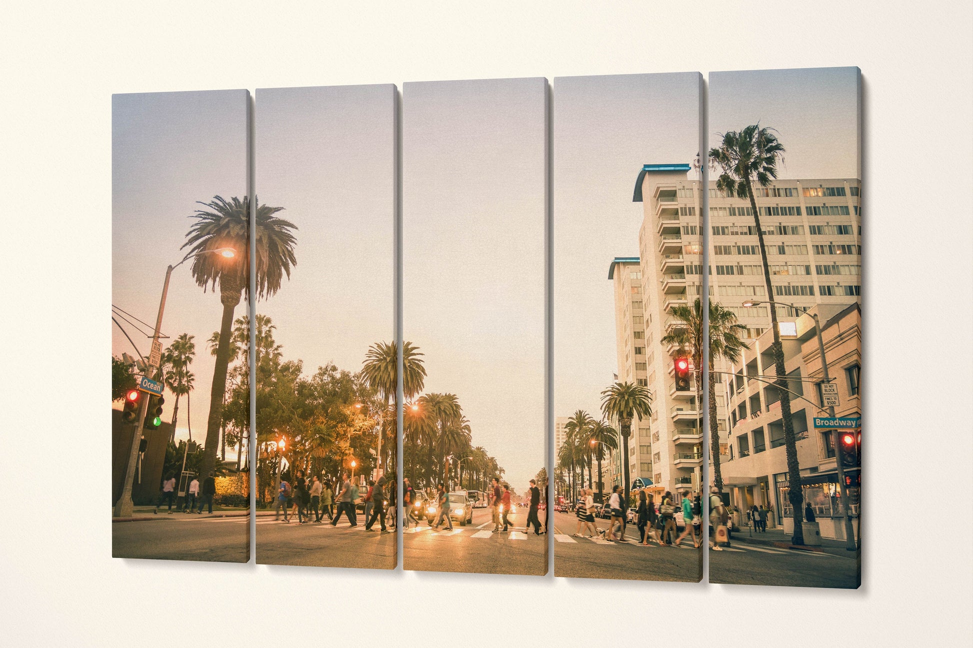 Santa Monica Ocean Ave Framed Canvas Leather Print