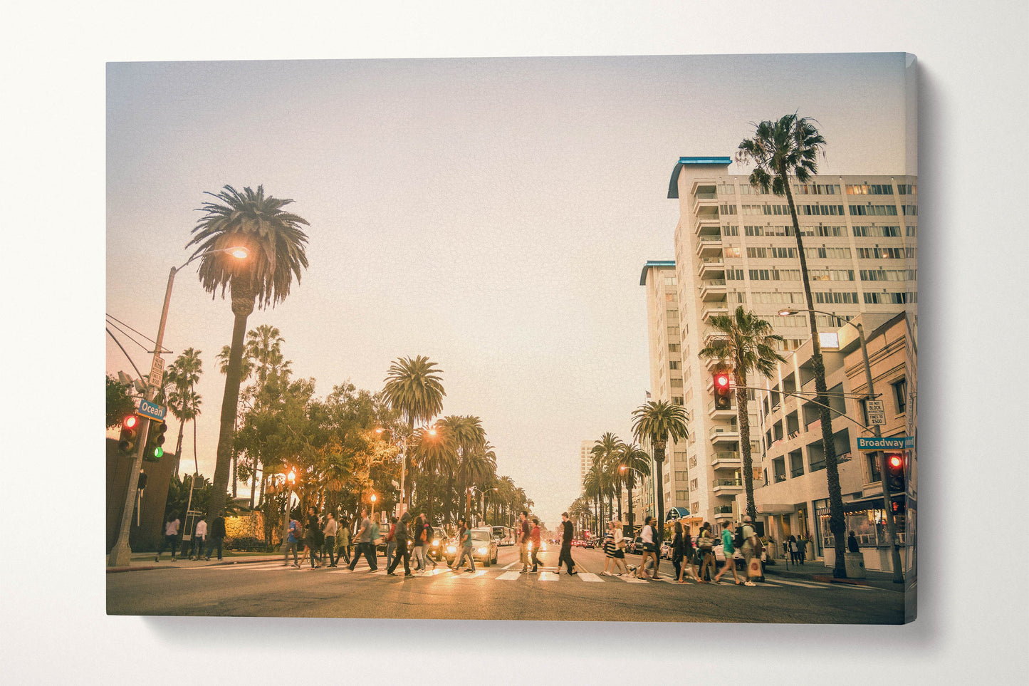 Santa Monica Ocean Ave Framed Canvas Leather Print
