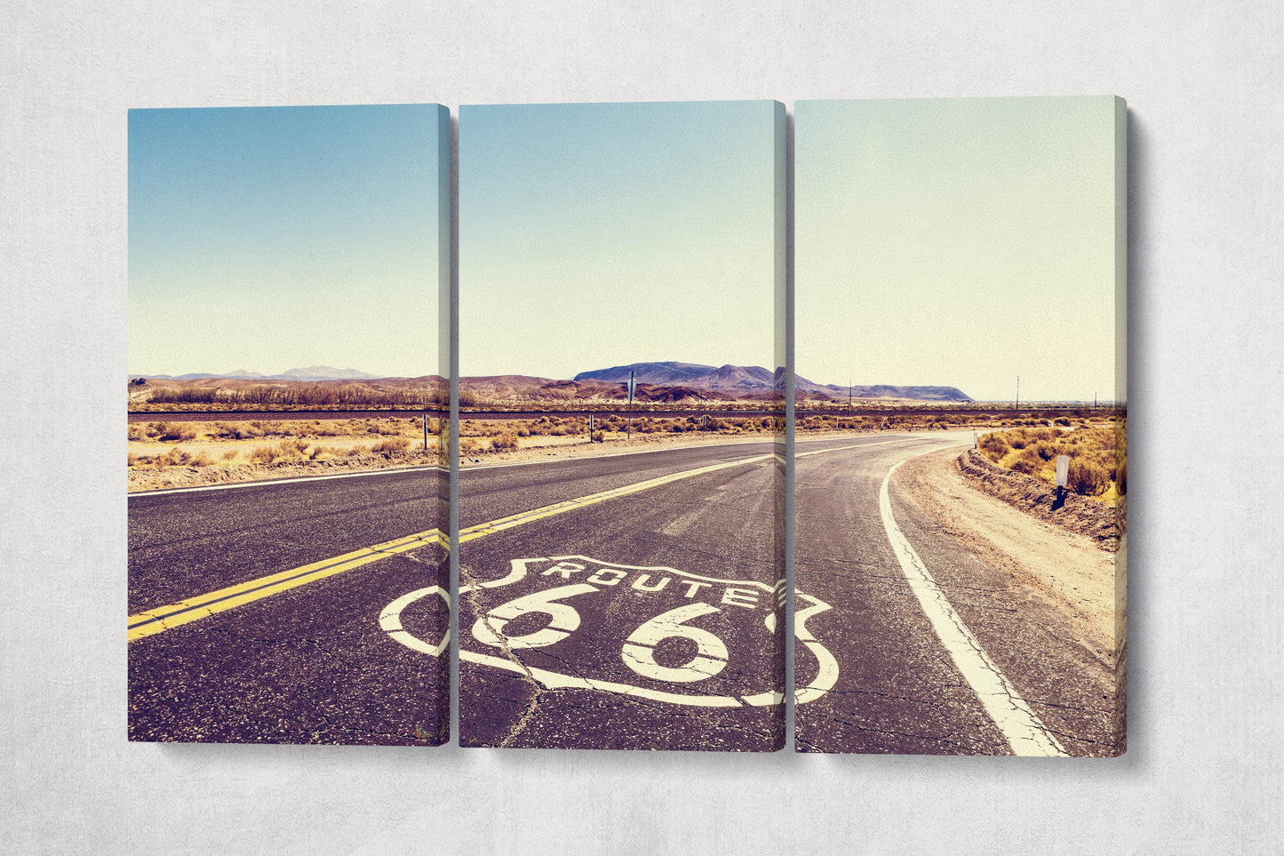 Route 66 Wall Art Canvas Leather Print