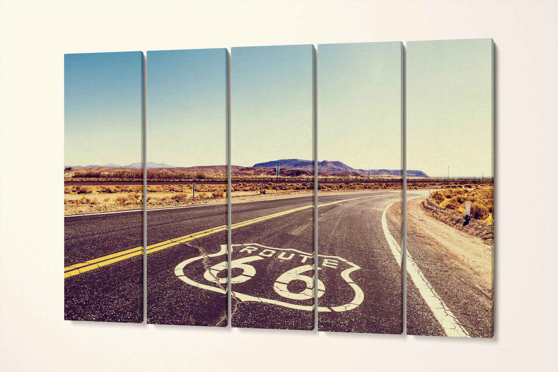 Route 66 Wall Art Canvas Leather Print