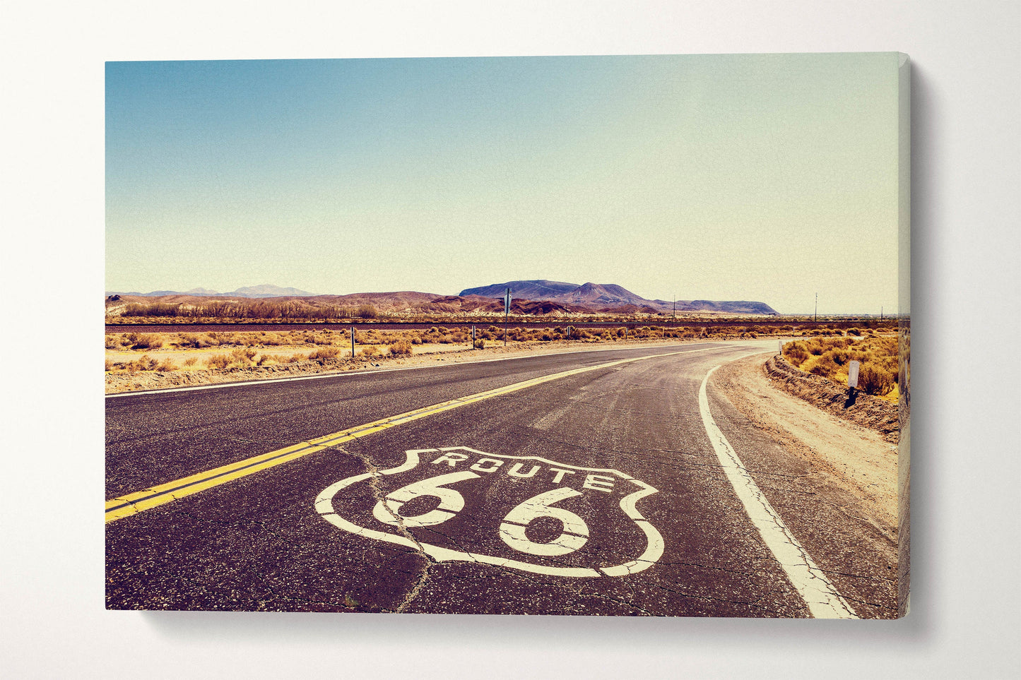 Route 66 Wall Art Canvas Leather Print