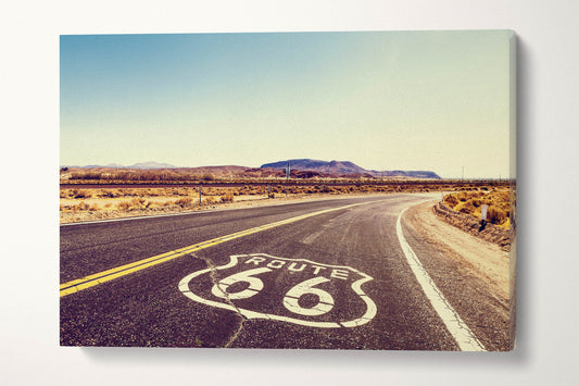 Route 66 Wall Art Canvas Leather Print