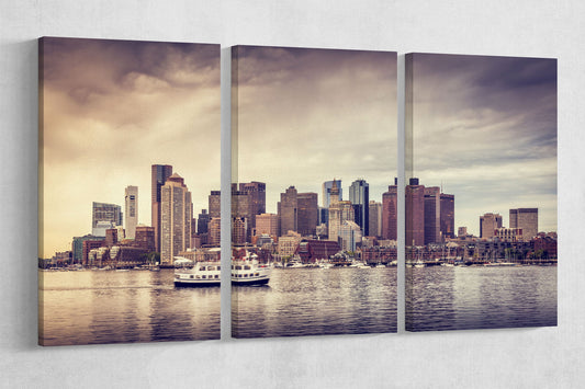 Boston Skyline wall art canvas leather print