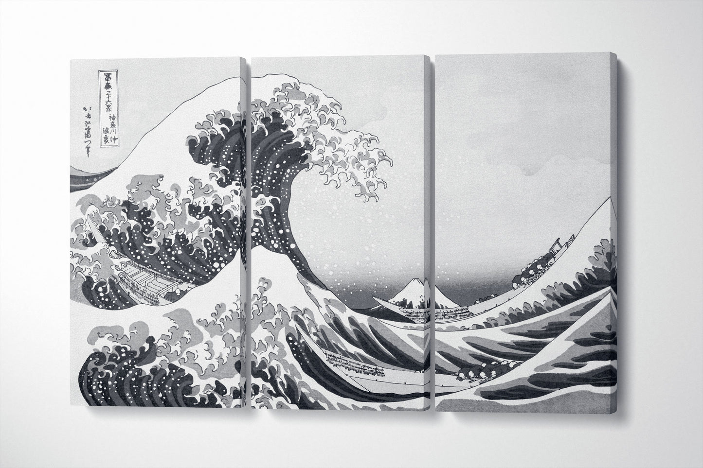 The Great Wave Off Kanagawa black and white canvas wall decor print