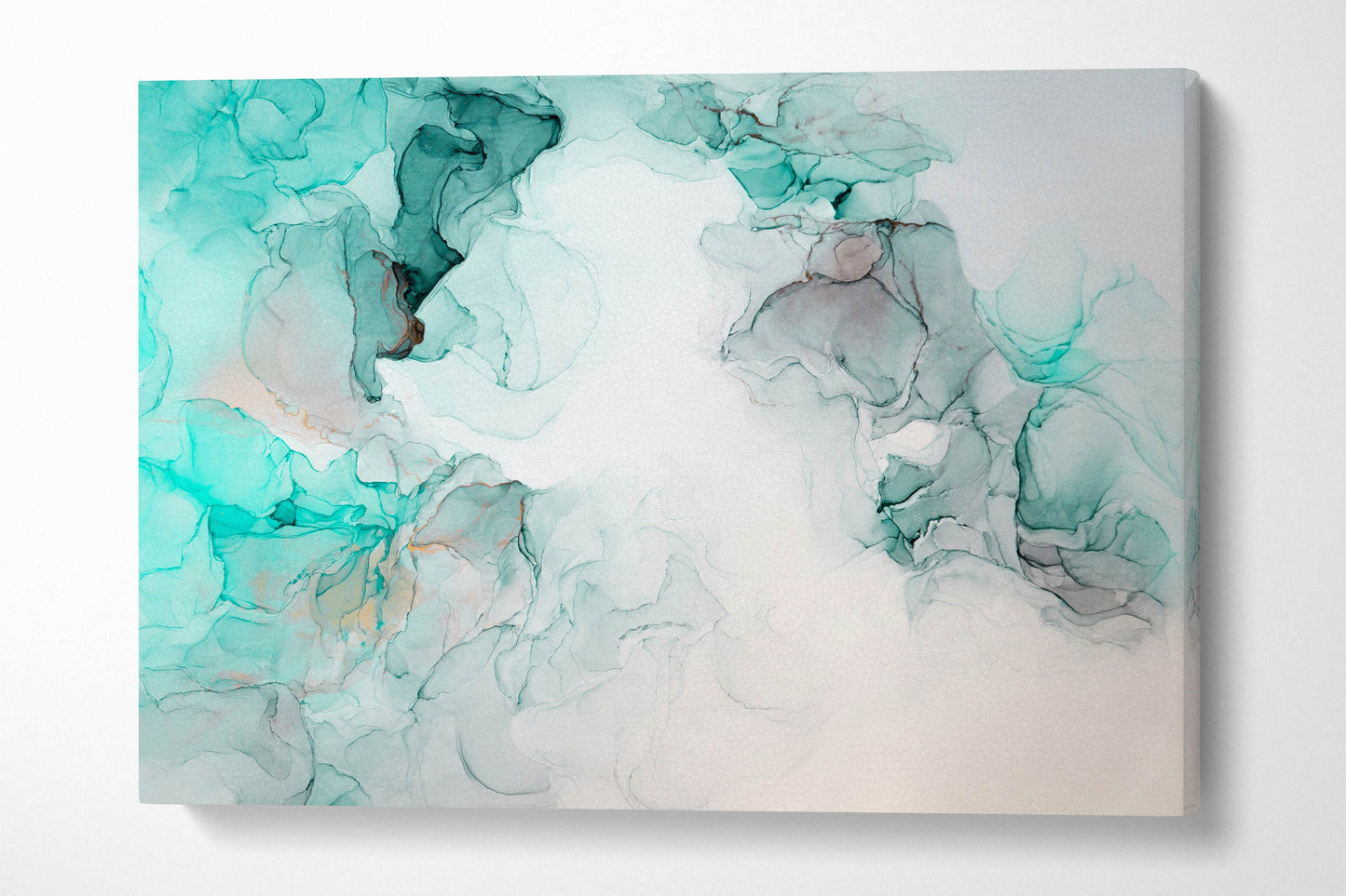 Green and white abstract art marble pattern framed canvas leather print | Large wall art | Large wall decor | Made in Italy | Home decor