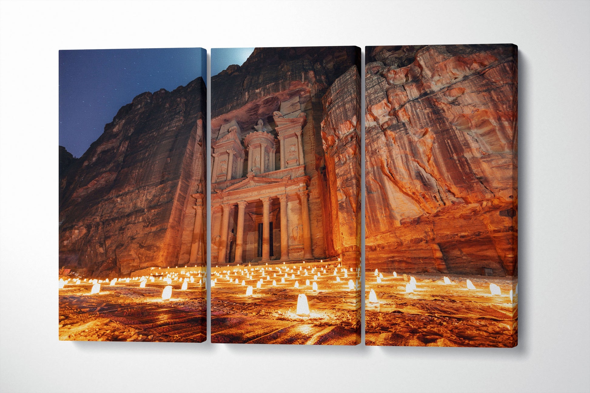 Petra by Night, Jordan Ancient Town Wall Art Canvas Eco Leather Print