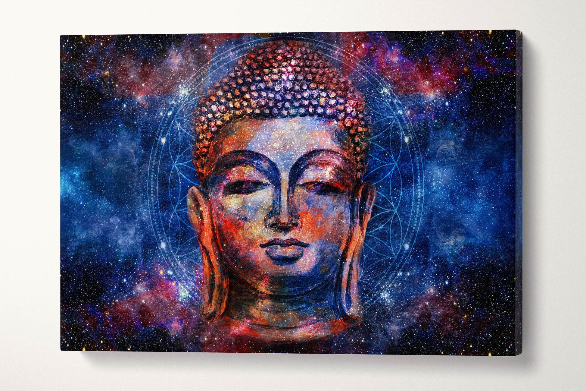 Buddha head mandala artwork framed canvas