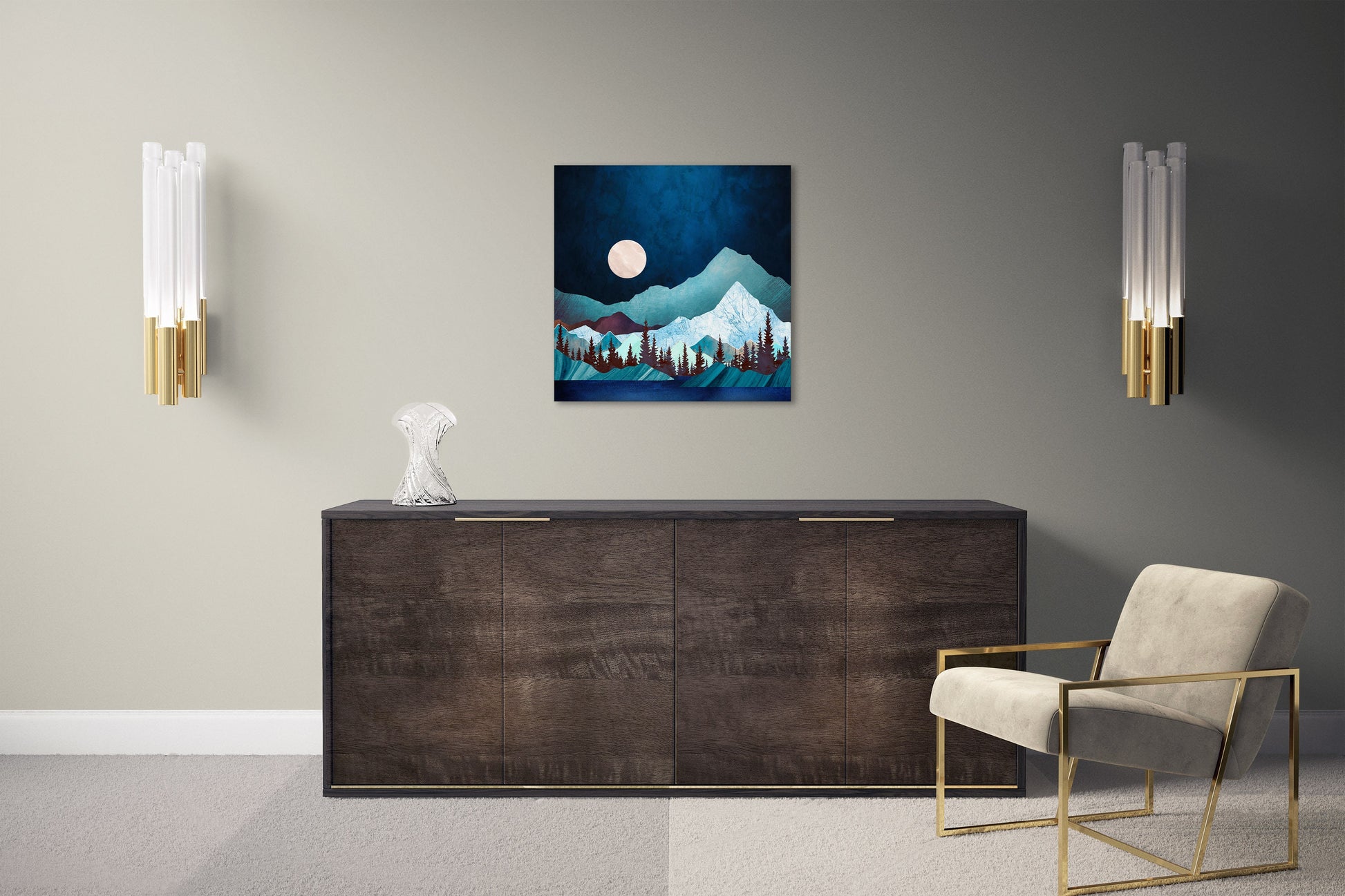 Moonlight Nordic Style Wall Decor Framed Canvas Print
