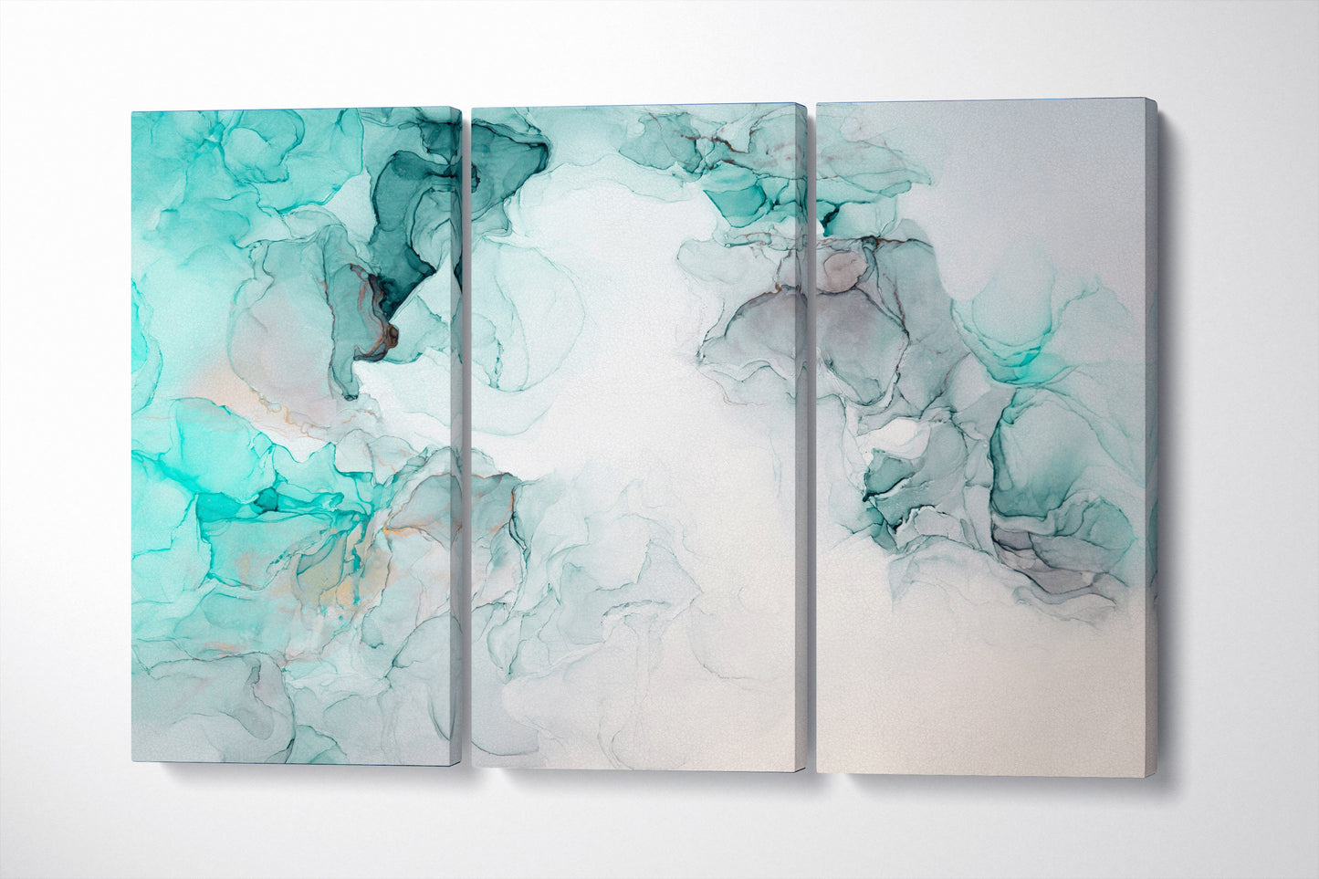 Green and white abstract art marble pattern framed canvas leather print | Large wall art | Large wall decor | Made in Italy | Home decor