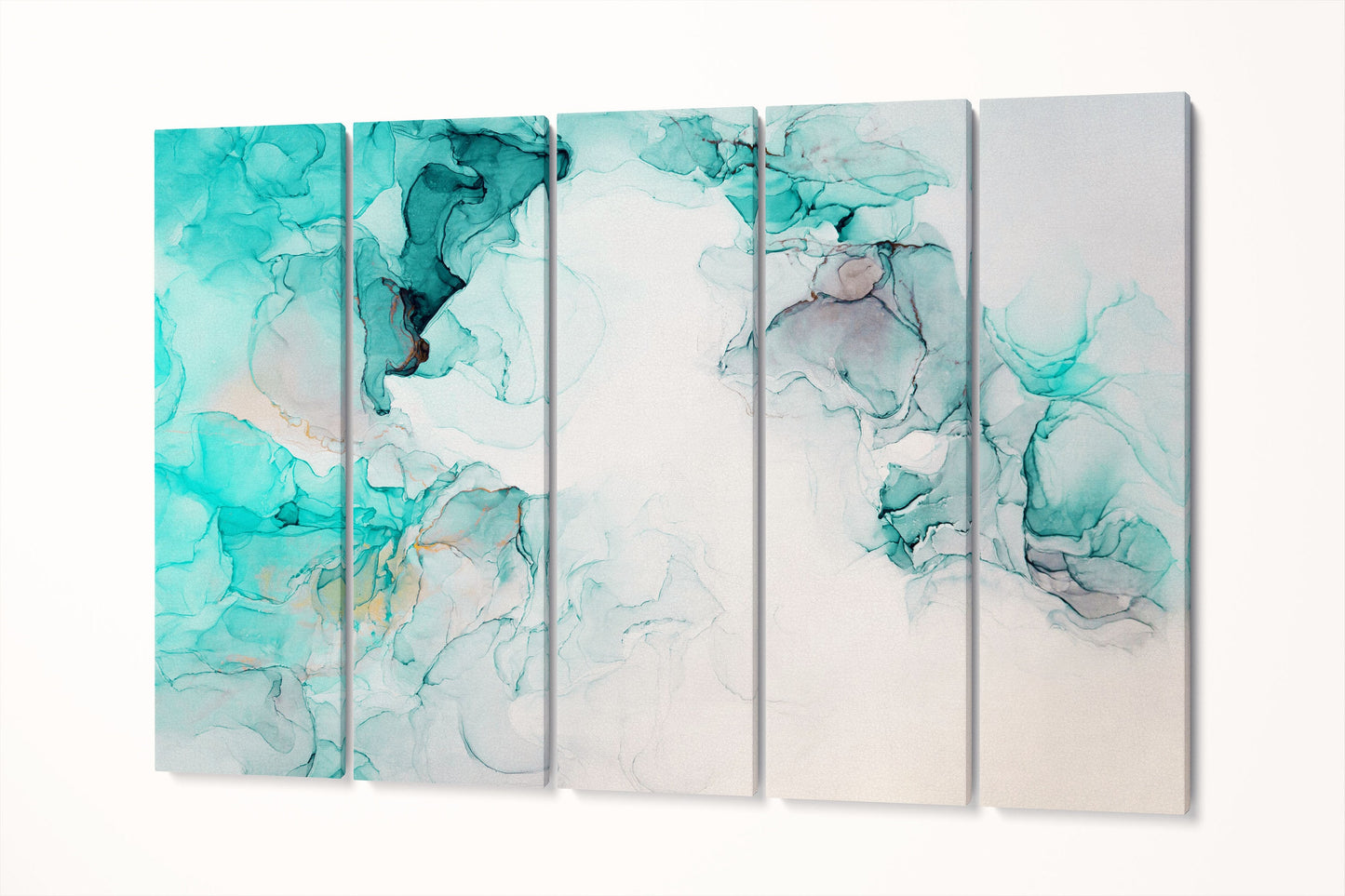 Green and white abstract art marble pattern framed canvas leather print | Large wall art | Large wall decor | Made in Italy | Home decor