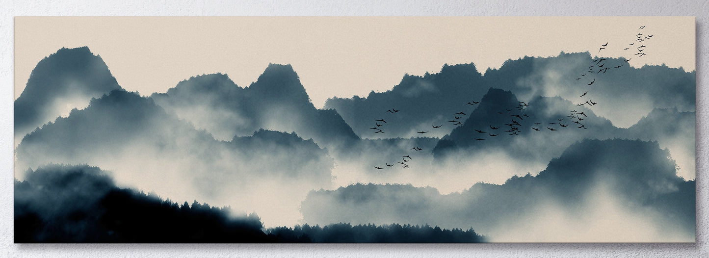 Japanese mountain landscape artwork wall art