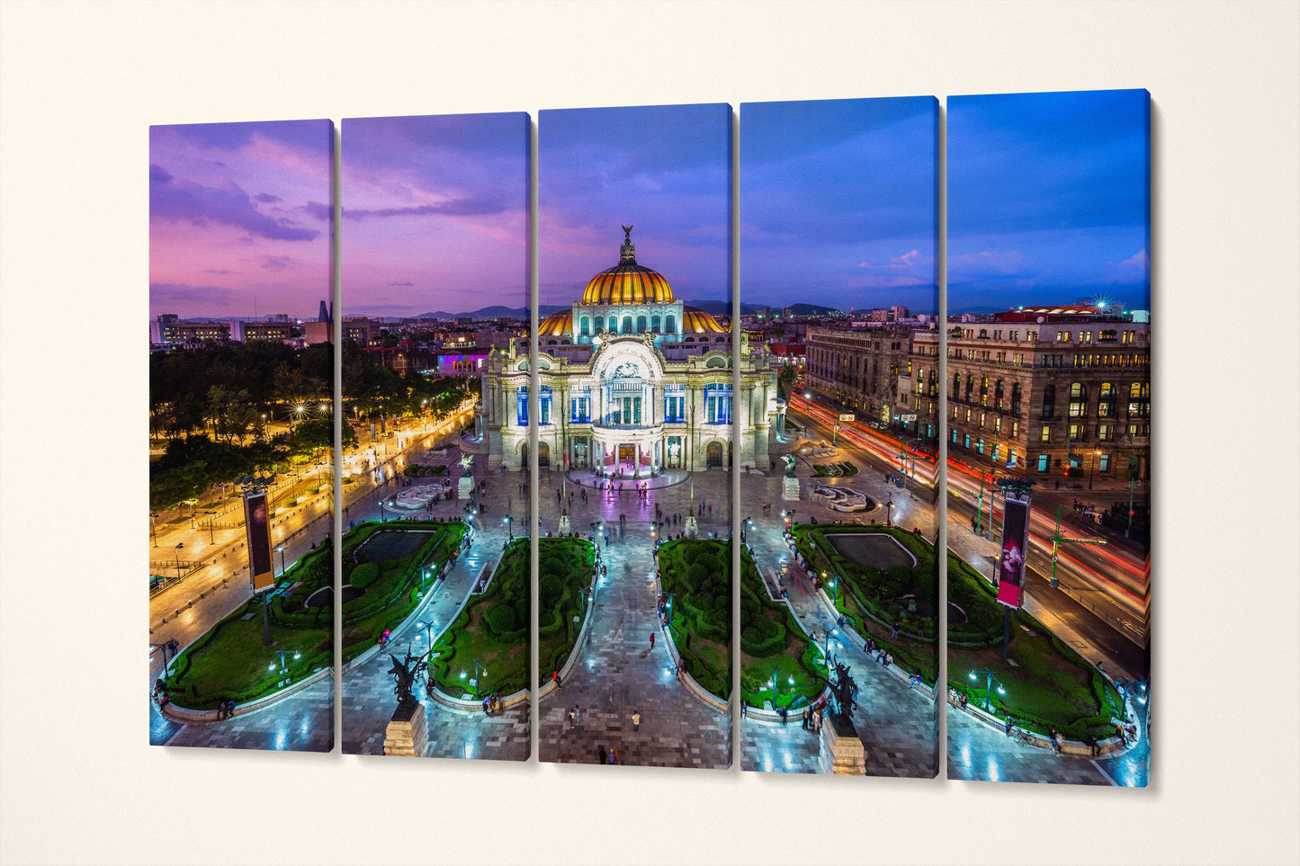 Mexico City Palacio de Bellas Artes, Palace of Fine Arts Framed Canvas Leather Print