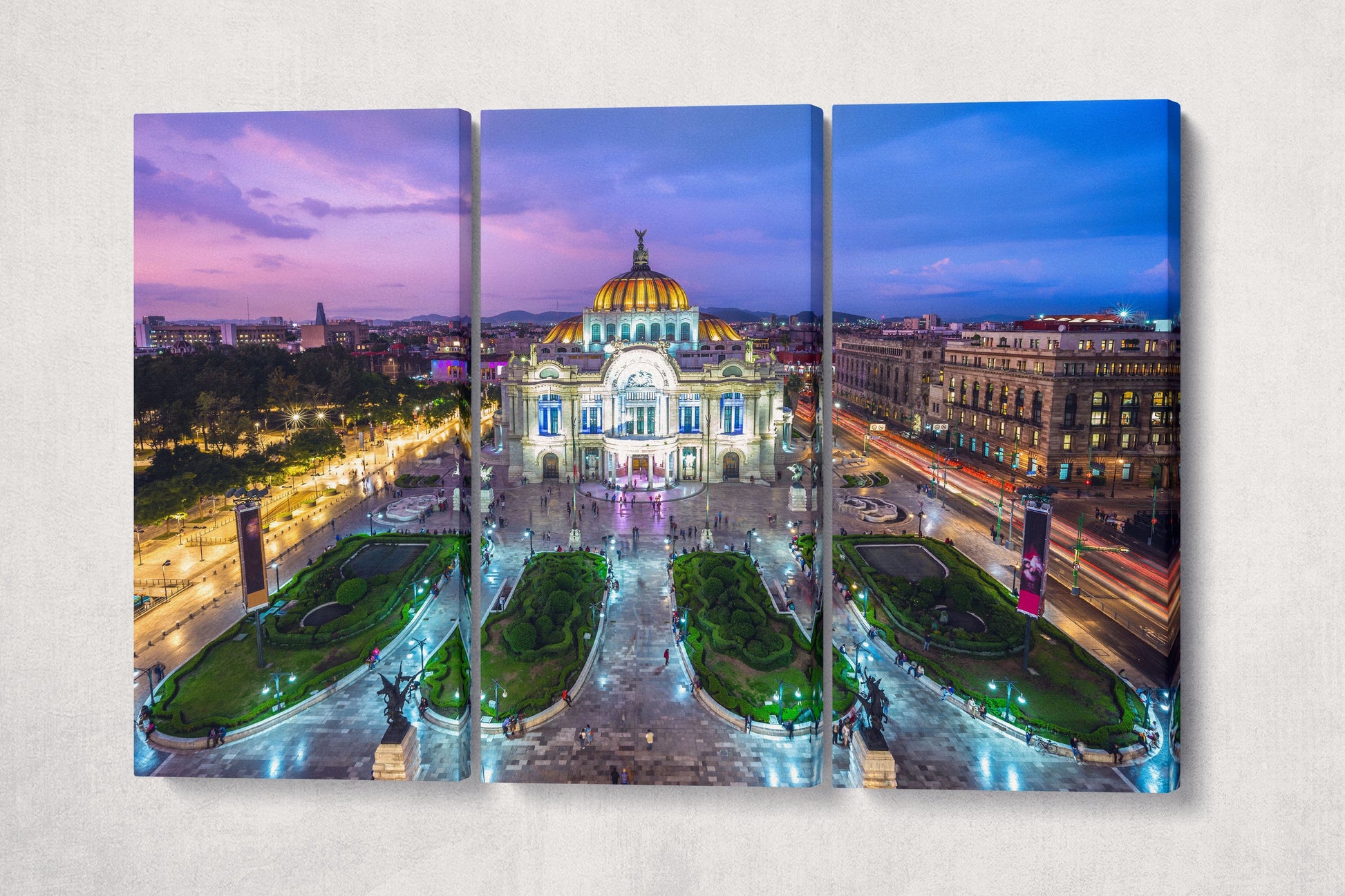 Mexico City Palacio de Bellas Artes, Palace of Fine Arts Framed Canvas Leather Print