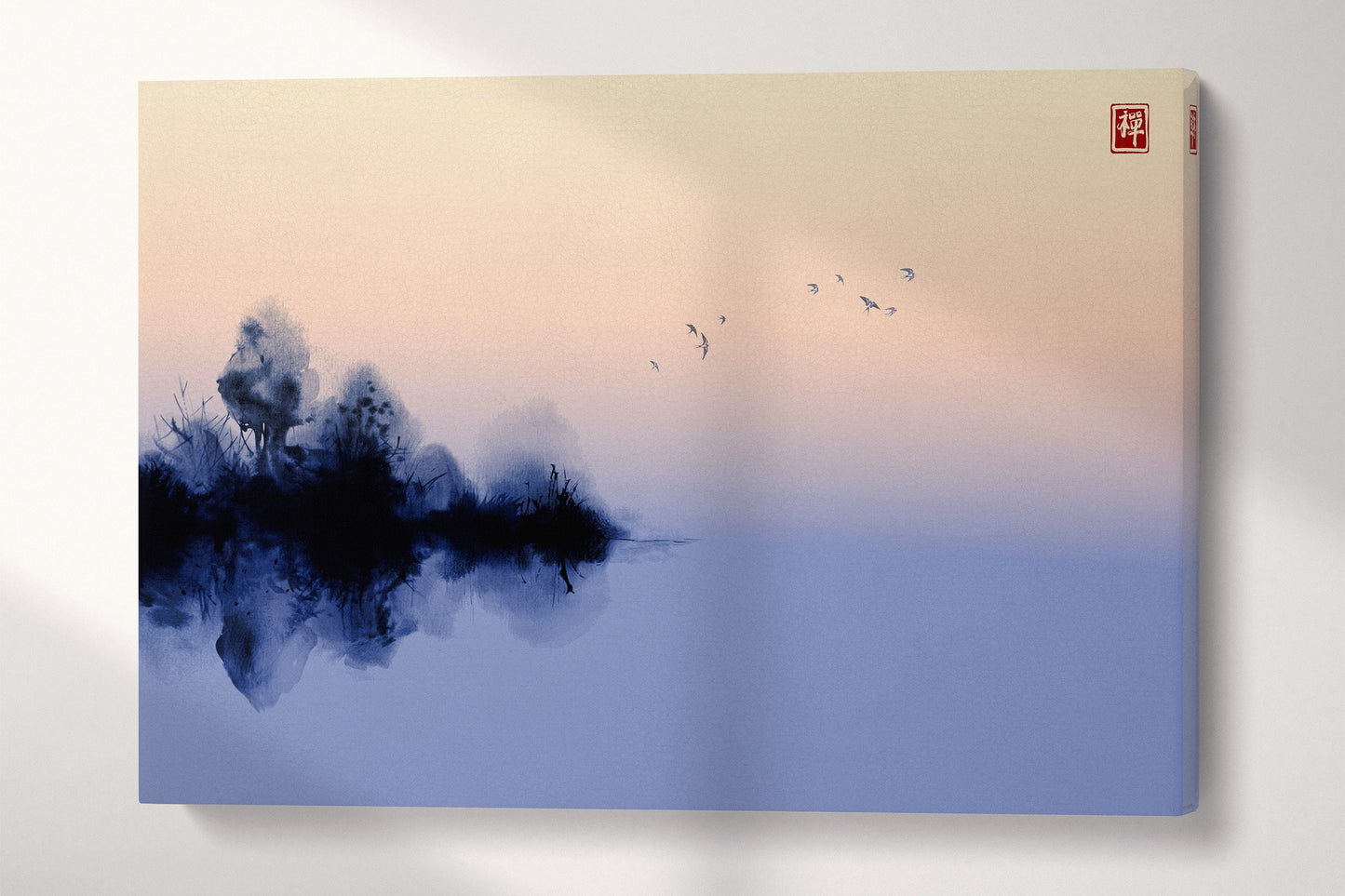 Abstract Bird Japanese Style Artwork eco vegan leather Print Canvas Print Ready to Hang