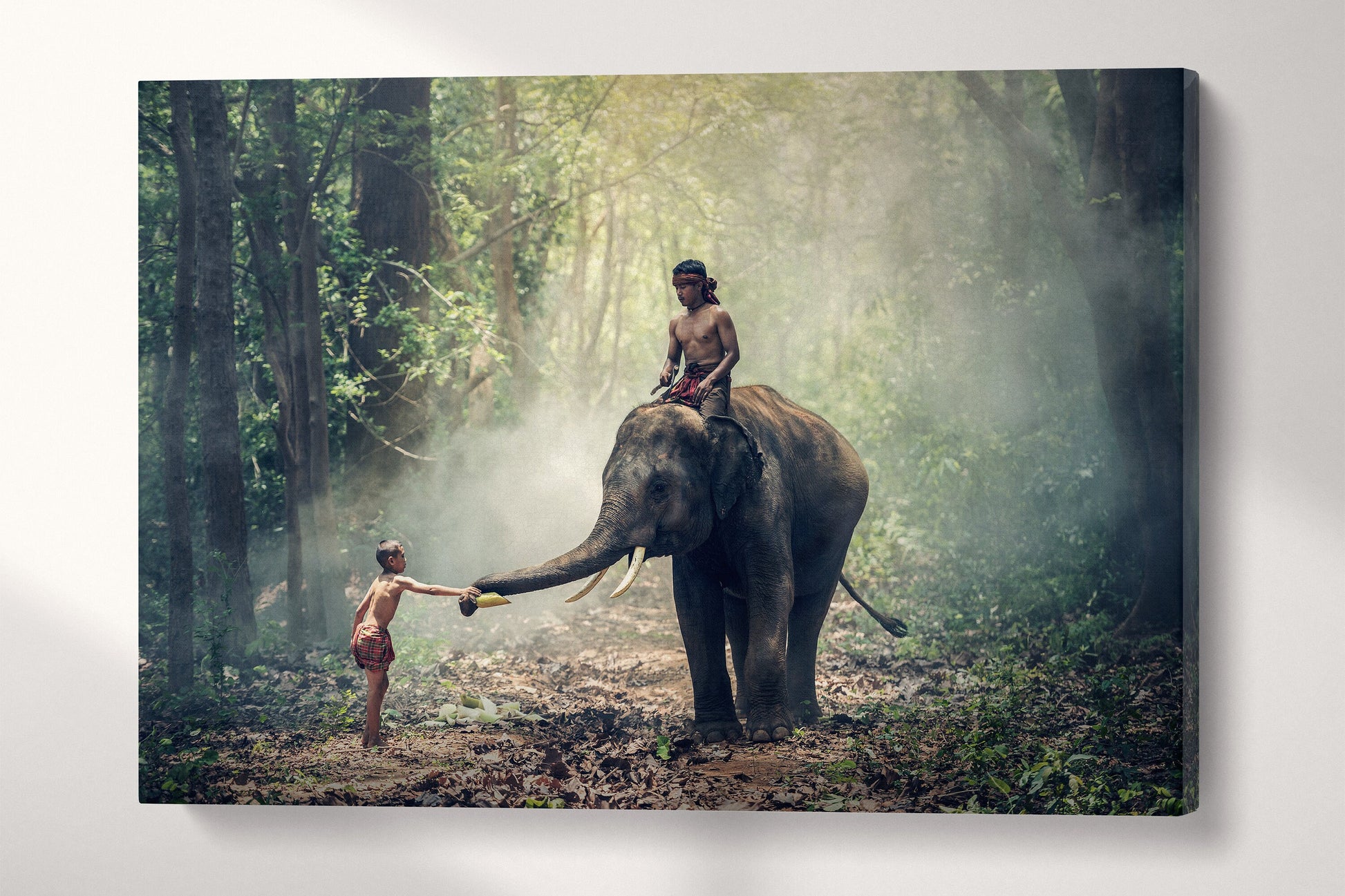 Wild Elephant in Cambodia canvas eco leather print