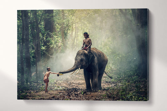 Wild Elephant in Cambodia canvas eco leather print
