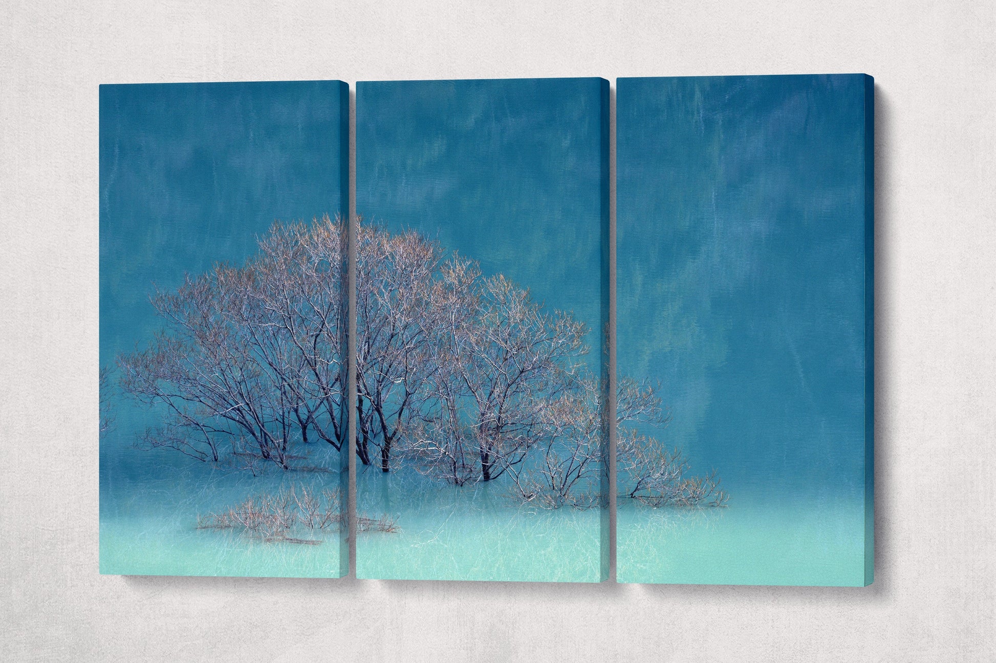 Crystal Water Lake Japan Wall Art Vegan Leather Canvas Ready to Hang