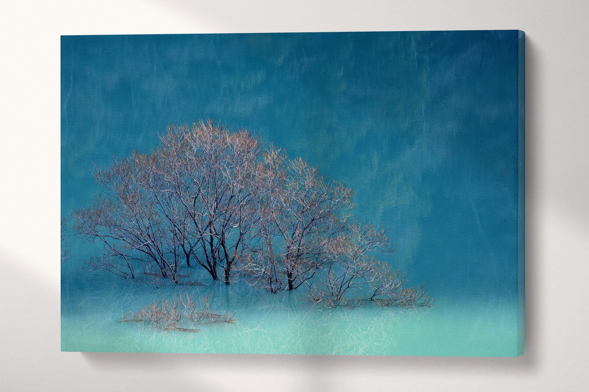 Crystal Water Lake Japan Wall Art Vegan Leather Canvas Ready to Hang