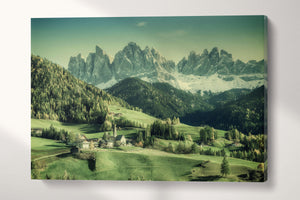 Santa Maddalena Val di Funes Dolomiti canvas eco leather print wall
