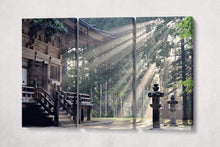 Charger l&#39;image dans la galerie, Koyasan Temple sunrays canvas eco leather print triptych