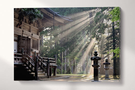 Koyasan Temple sunrays canvas eco leather print wall