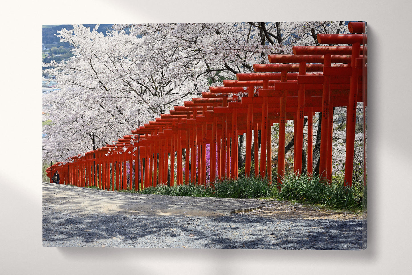 Torii gates shrine cherry blossom, Japan canvas eco leather print wall