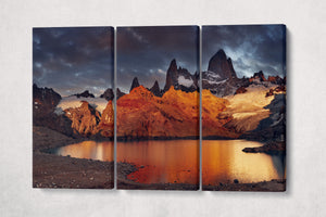 Laguna de Los Tres, Patagonia, Argentina canvas 3 panels