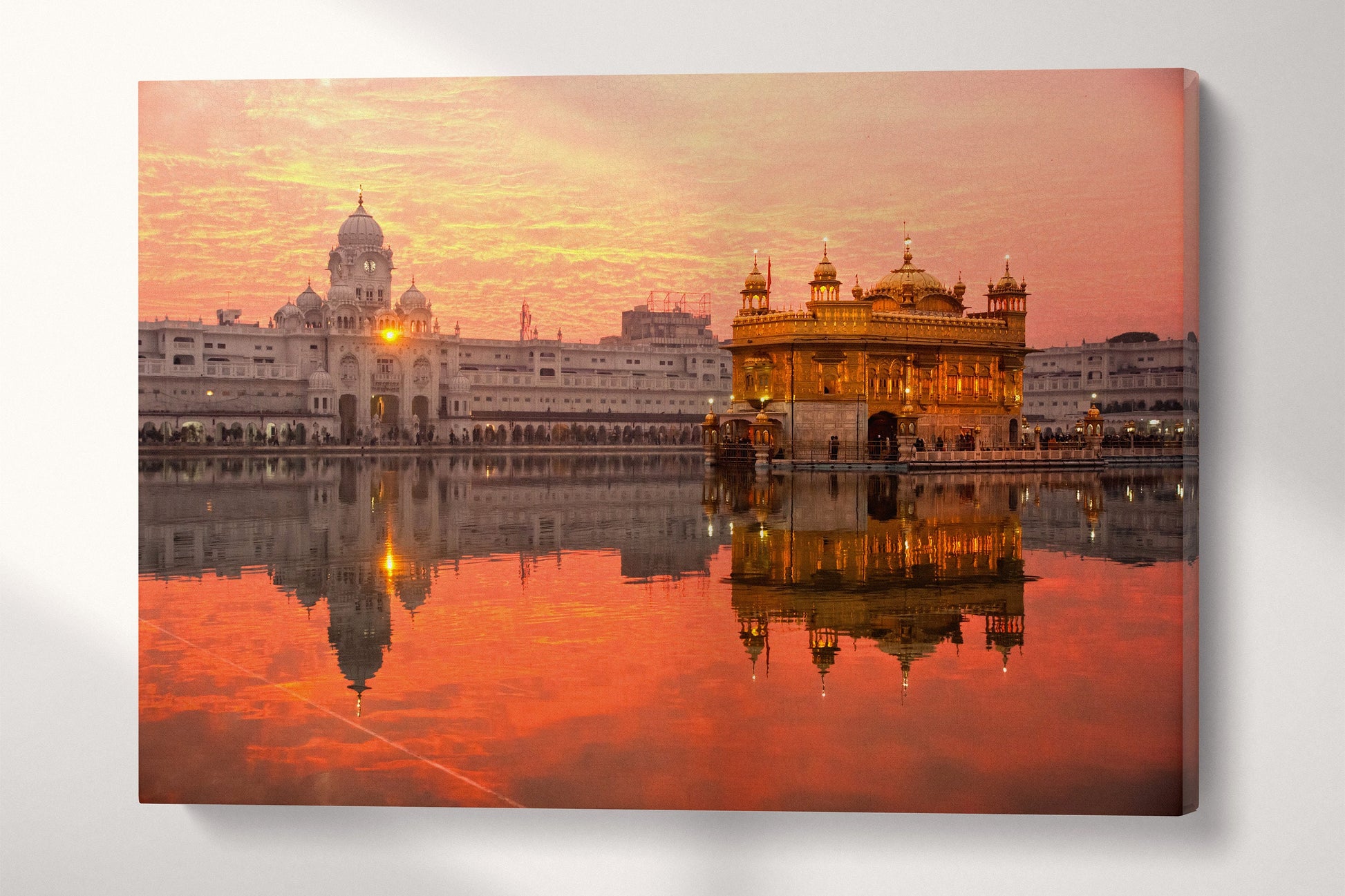 Golden Temple Sri Harmandir Sahib, Amritsar, Punjab, India at sunset canvas eco leather print 3D