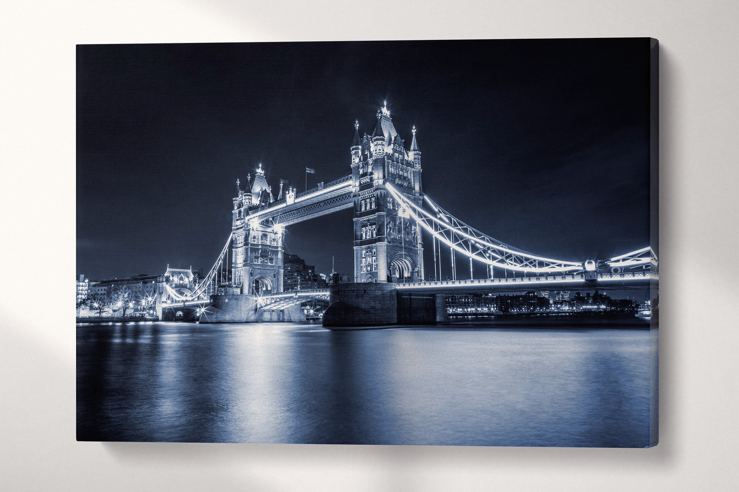 Tower Bridge London at Night Canvas Eco Leather Print Wall 3D