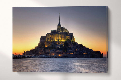 Mont Saint Michel Abbey, Normandy, France Canvas Eco Leather Print, Made in Italy!