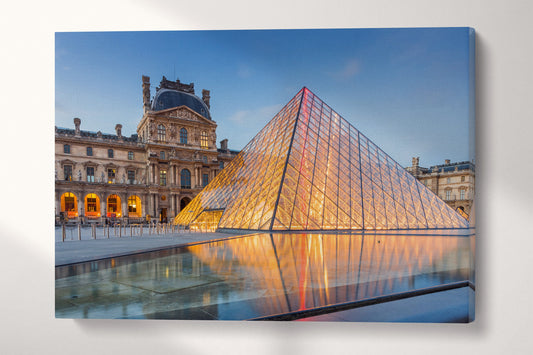 Louvre Museum in Paris, France Canvas Eco Leather Print, Made in Italy!