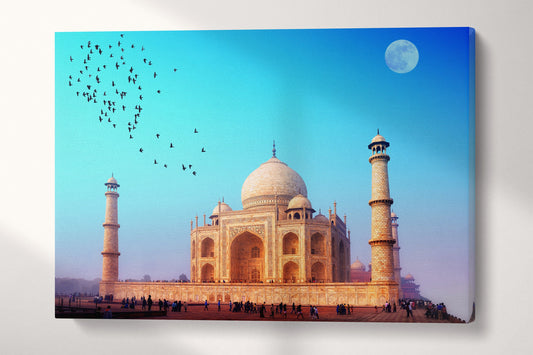 Taj Mahal India Canvas Eco Leather Print, Made in Italy!
